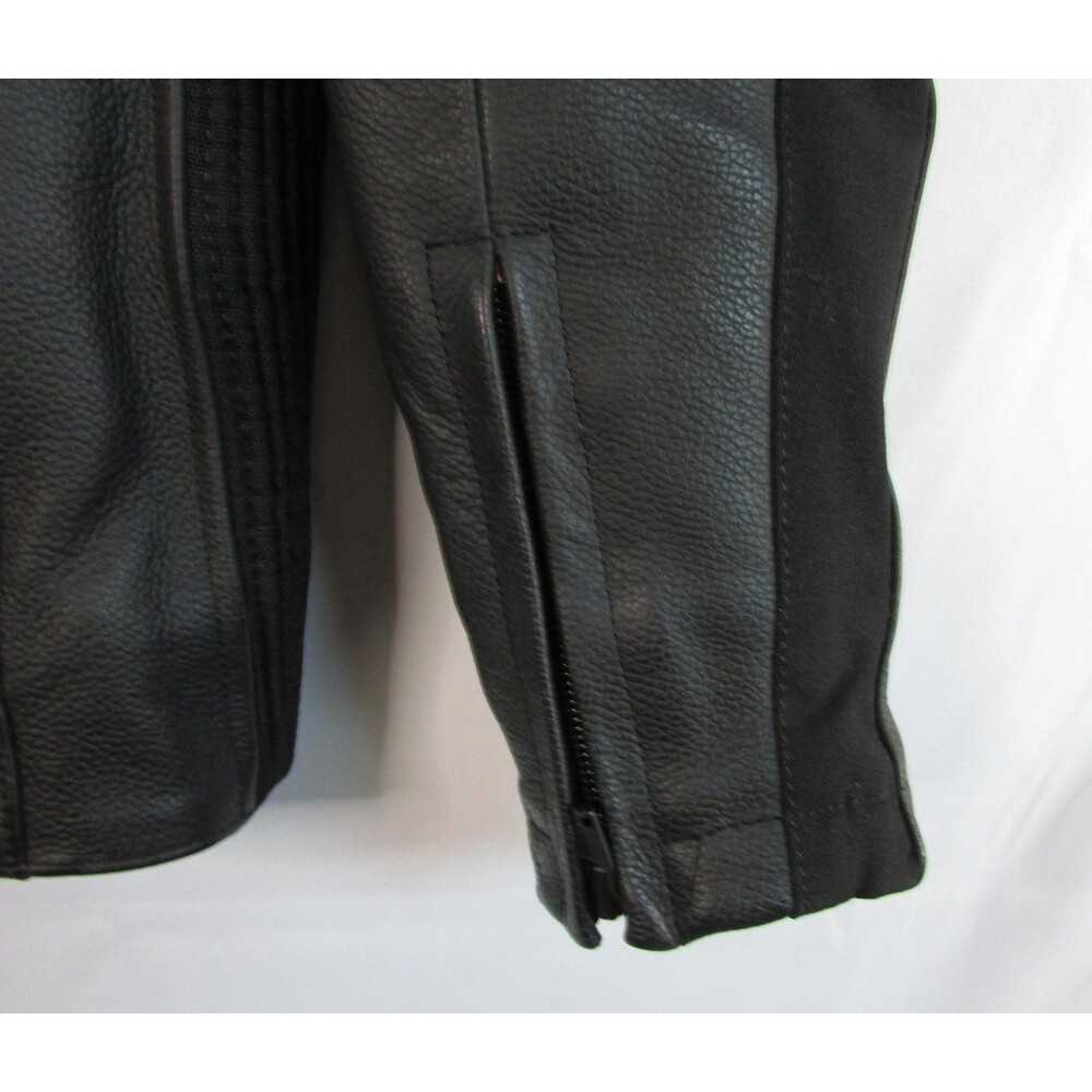 Triumph Leather Motorcycle Jacket Mens Medium Black Insulated Padded Lined - Picture 11 of 16